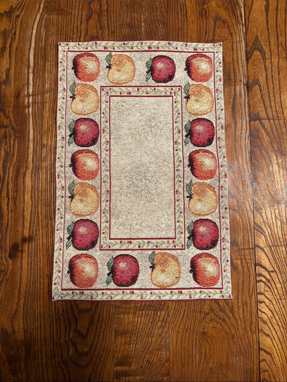 Set Of 6 Vintage Woven Tapestry Placemats Featuring An Apple Orchid Theme